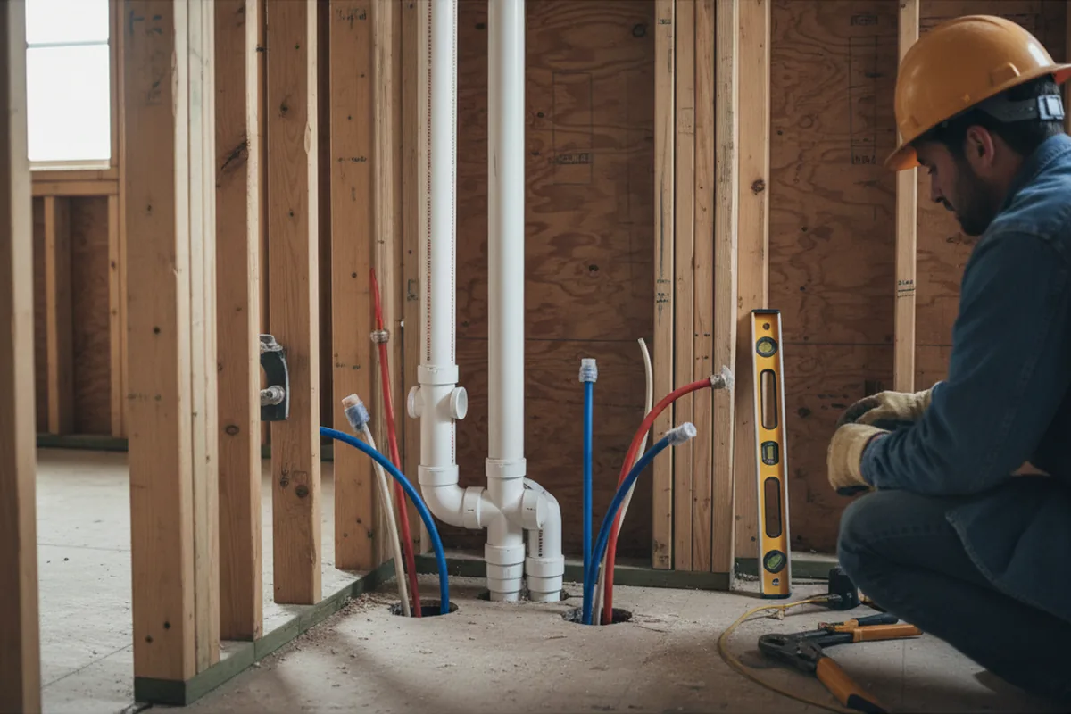Drain and supply rough-in during Sump Pump Repair in Saint Charles